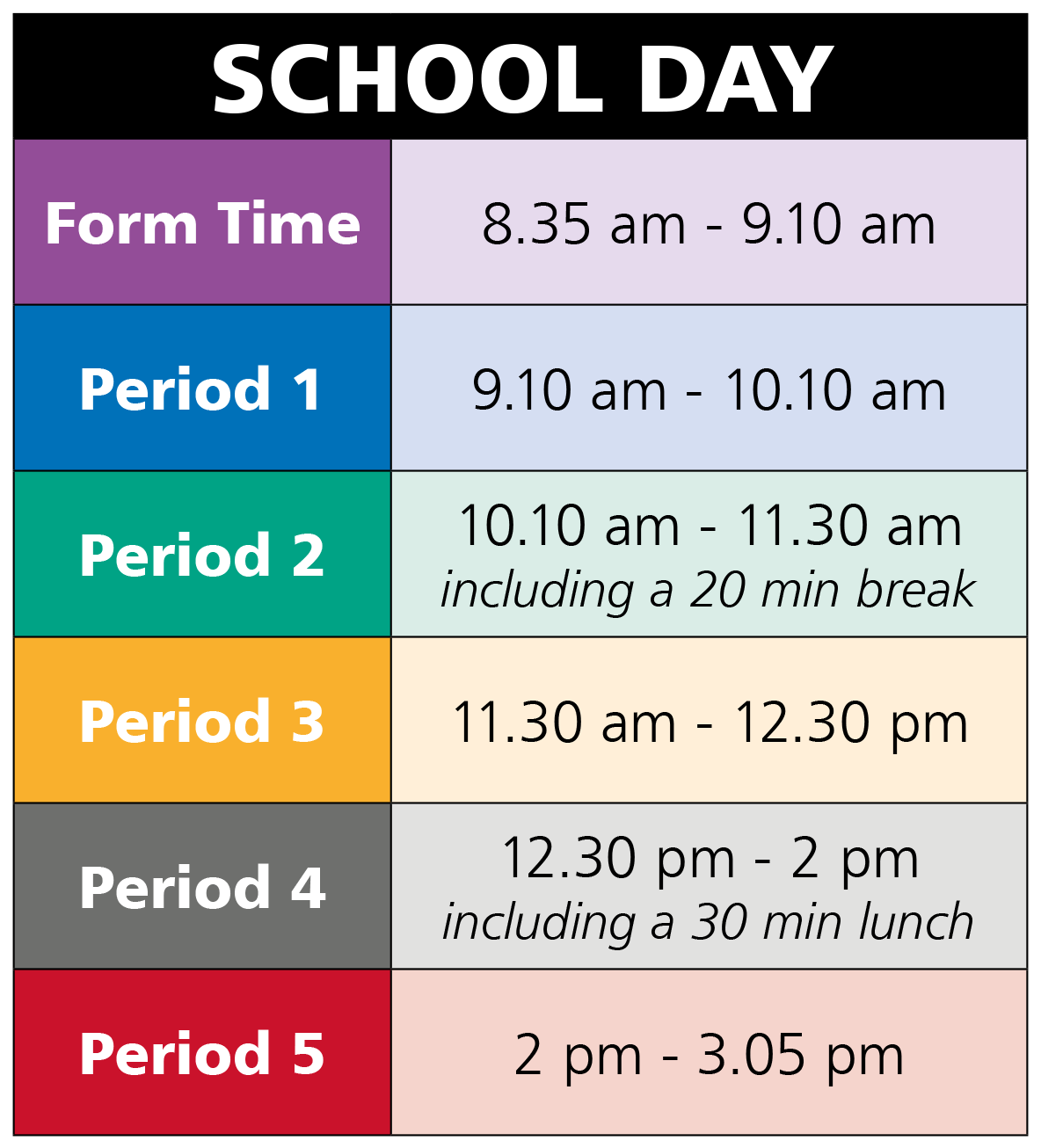 KESH School Day Times