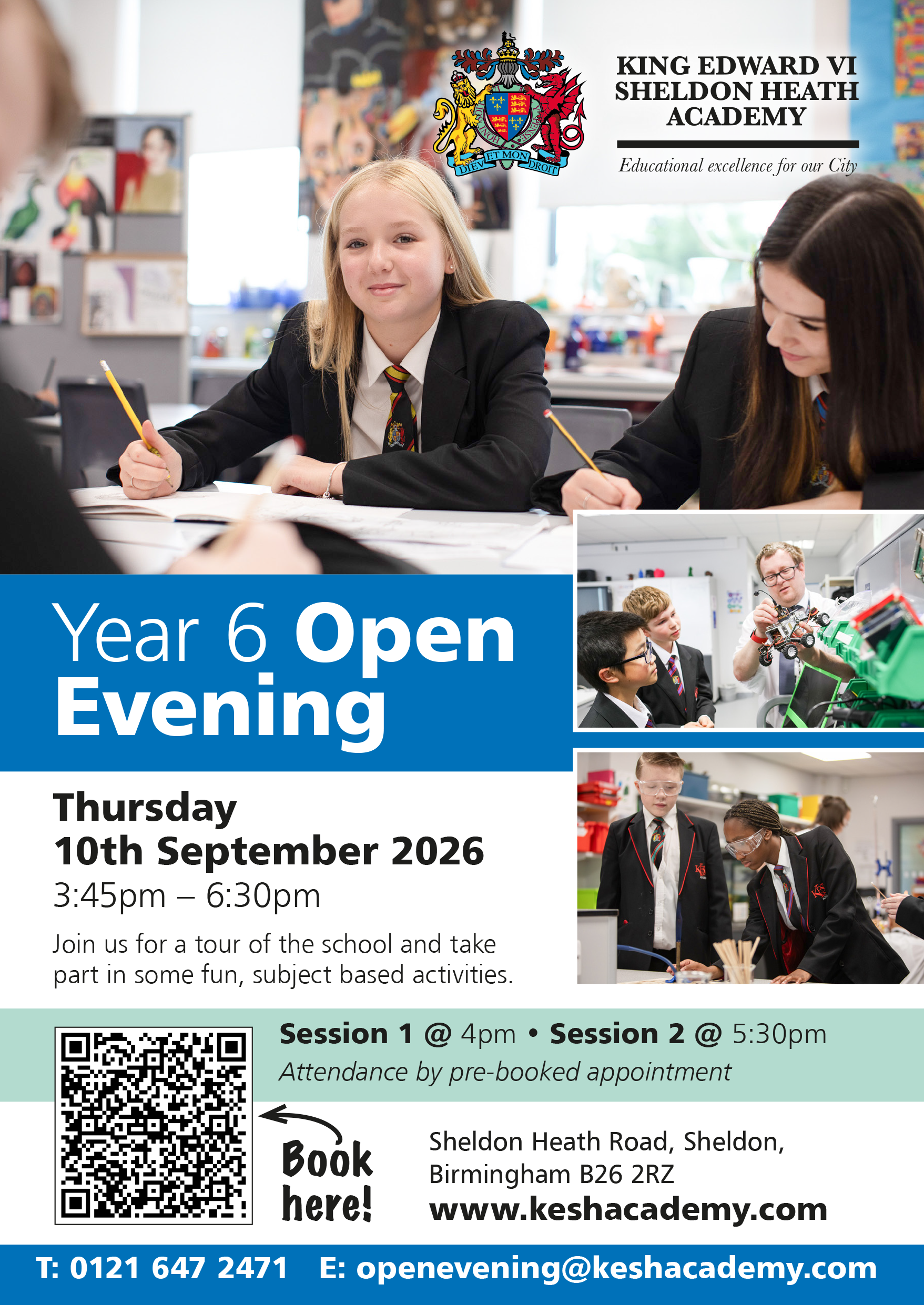 Year 6 Open Evening Form Link - Click here to book